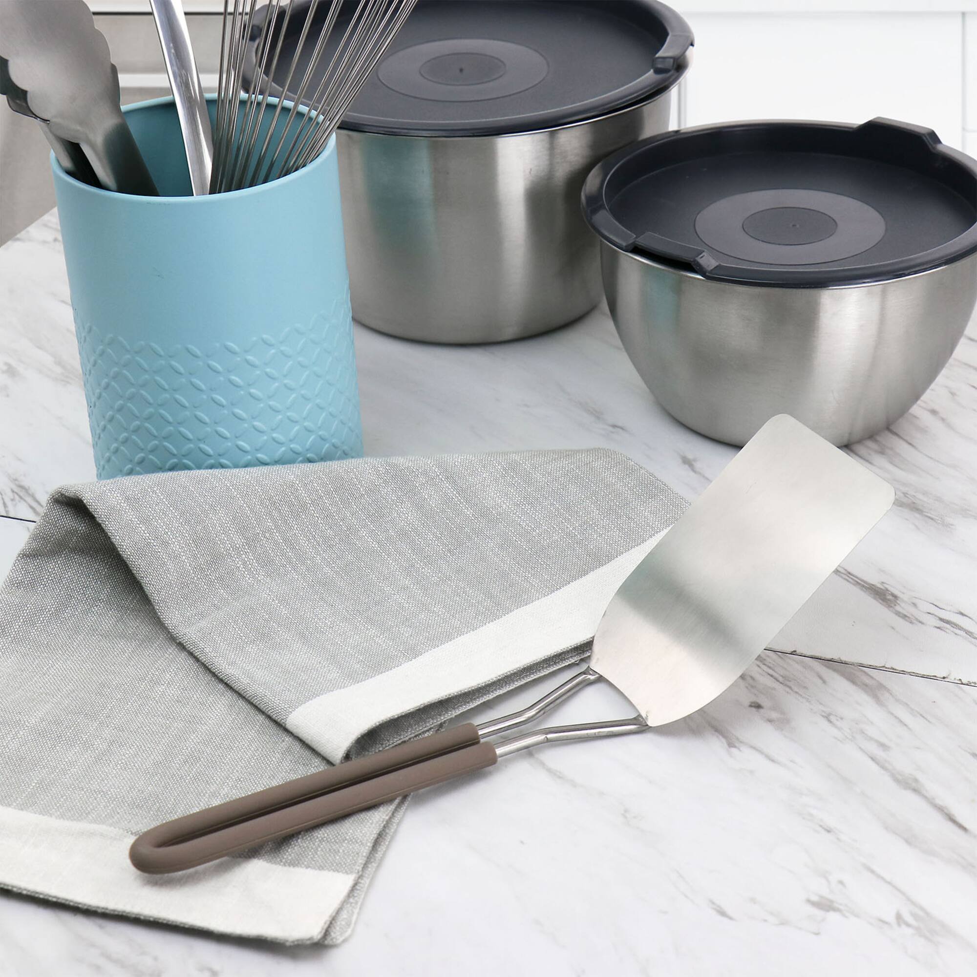 Martha Stewart Everyday Taupe Stainless Steel Spring Turner
